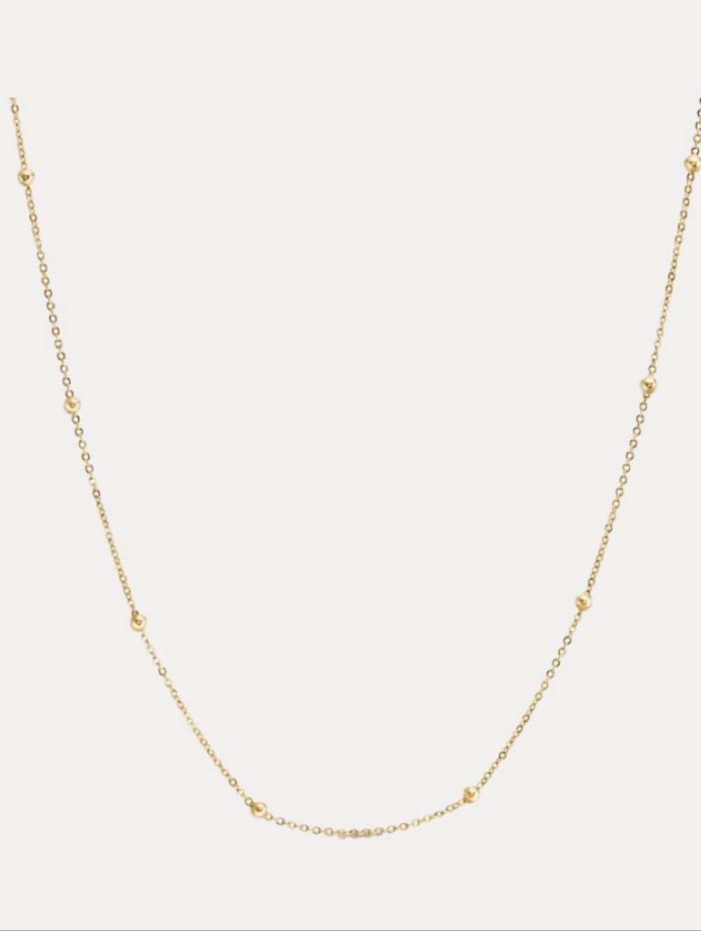 Bead Station Necklace in 10K Gold - 15"